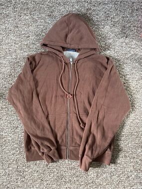 Brandy Melville Brown Zip-Up Hoodie
